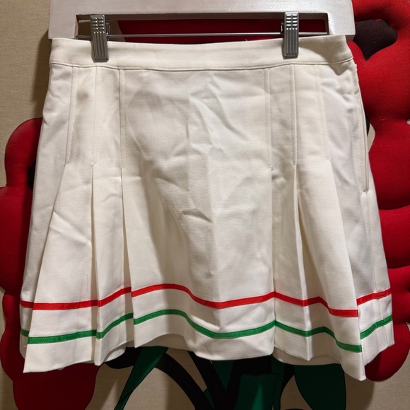 SOLID & STRIPED Tennis Skirt White with Red and Green Stripe Trim Prince - Picture 2 of 5